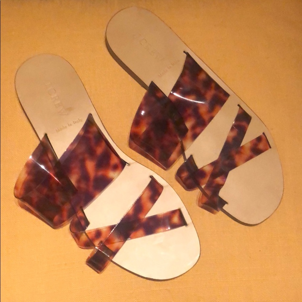 J. Crew Bali Tortoise Slides Sandals Size 8 - image 1
